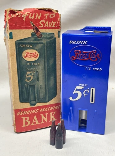 RARE Vintage Marx Toy Pepsi Co Vending Machine Toy w/ Box and Bottles WORKS