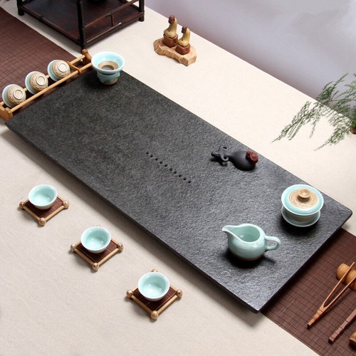 Stone Tea Tray Multi-size Tea Table China Black Stone Serving Tray Nature Stone - Picture 2 of 11