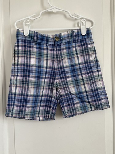 Janie and Jack boys 5 multi color plaid linen blend shorts Easter 2, 2020 EUC - Picture 1 of 4