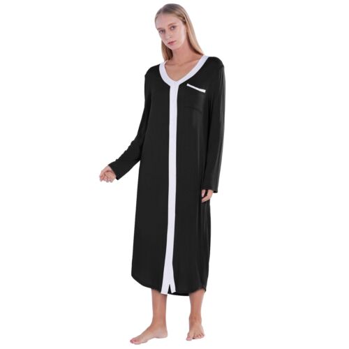 Nuevo camisón informal de maternidad de manga larga para mujer embarazada de noches - Imagen 13 de 15
