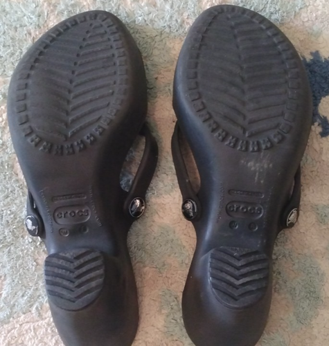 Crocs Cyprus Heel Strappy Platform Sandal Women's 8 Black Slip On Comfort Shoes - Picture 10 of 13