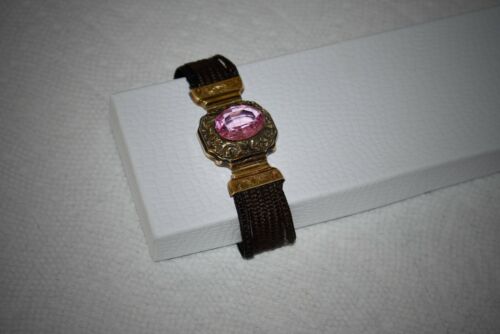 ABSOLUTELY SPECTACULAR!! Antique 10Kt GOLD & PINK Stone *HAIR MOURNING BRACELET* - Picture 3 of 8