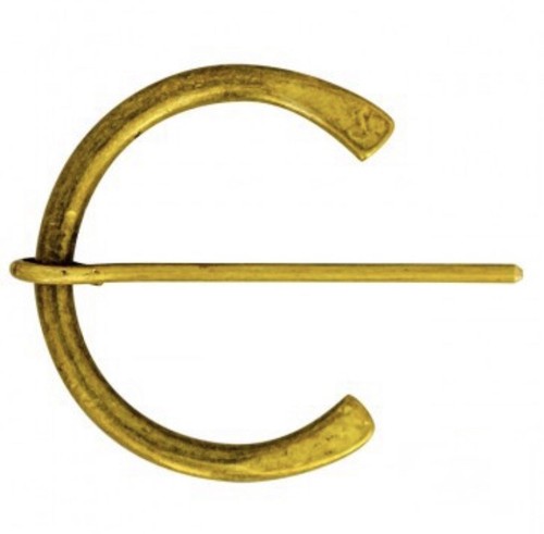 Medieval Brass Oval Fibula Cloak Pin / Penannular Brooch Reenactment Costume - Picture 3 of 4
