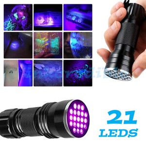 UV Ultra Violet 21 LED Flashlight Mini Blacklight Aluminum Torch Light Lamp NEW