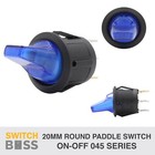 MINI ROUND PADDLE TOGGLE SWITCH - Blue Full LED 12v On Off SPST Rocker Switch