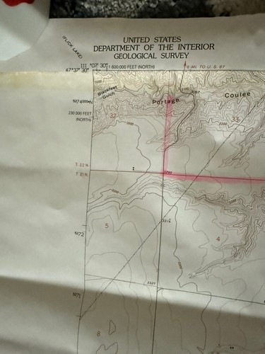 USGS Topographical Map Morony Dam Montana 1994 Rev 21x26” Missouri River - Picture 11 of 11