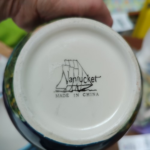 Juego De 4 Cuencos Nantucket Faro Azul Mar Faro Porcelana Pesca Mar - Imagen 9 de 19