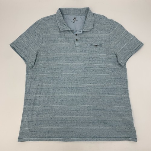 Rock & Republic Slim Fit Polo Shirt Mens Size XXL Blue Short Sleeve Cotton Blend - Picture 2 of 8