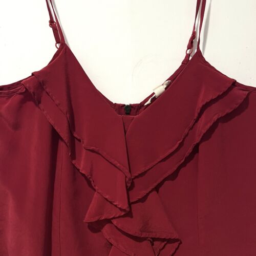 Silence + Noise Size S 100% Silk Camisole Tank Top Pure Red Strappy Back Zip - Picture 3 of 9