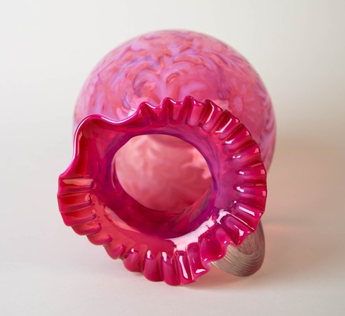 Fenton LG Wright Fern & Daisy Cranberry Opalescent Large Pitcher Vintage Glass - Picture 5 of 9