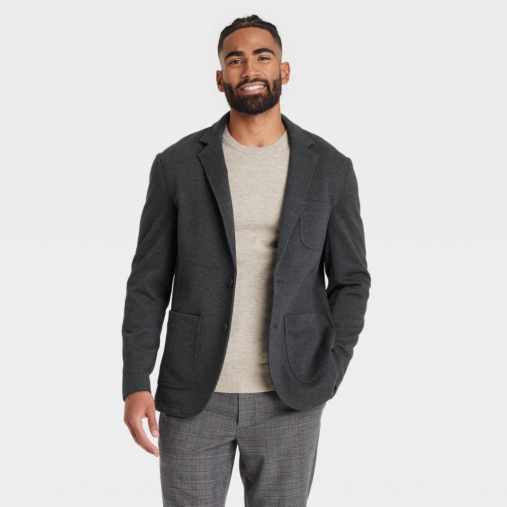 Mens Comfort Wear Knit Blazer - Goodfellow & Co Charcoal Gray M