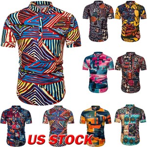 Fashion-Men-039-s-Funny-Ethnic-3D-Print-Shirt-Casual-Short-Sleeve-Tops-Tee-S-4XL