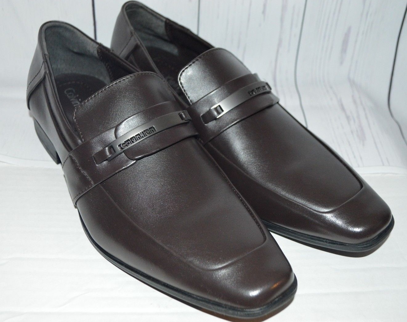 Calvin Klein Brice Action Dark Brown Slip-On Leather Loafer 9.5 Medium