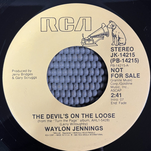 WAYLON JENNINGS The Devil's On The Loose Vinyl DJ PROMO 45 COUNTRY NM - Picture 4 of 5