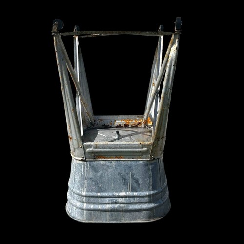 Vintage Basin Farm Wash Tub Wheeling Stand Galvanized Metal Stand Drain Planter - Picture 18 of 18