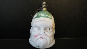 Antique-Vtg-White-Milk-Glass-Santa-Double-Sided-Light-Bulb-Japan