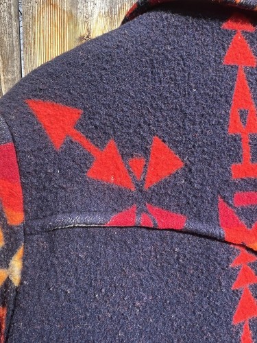 Vintage 70s Pendleton High Grade Western Wear Aztec Print Wool Ranch Coat Large - Picture 14 of 15
