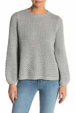 14th & Union Popcorn Sweater Size L Open Knit Pullover Heather Gray NWT B8