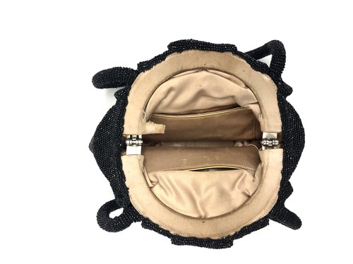 Vintage VTG 40s 1940s Black Jet Caviar Beaded Evening Bag Clutch - Picture 3 of 5