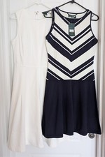(2) Ralph Lauren Dresses ~Size M  & 6~Off White Denim  & Blue/White Knit~one NWT