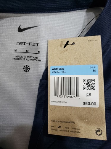 Nike Women's Dri-FIT Victory Striped Golf Polo DH2307-451 Obsidian/White Size M - Picture 4 of 5