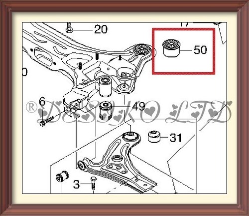 1X FRONT SUSPENSION CONTROL ARM BUSH For CHEVROLET KALOS AVEO T200 T250 96535066 - Picture 2 of 2