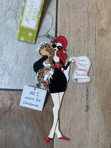 Girly Christmas set of 4 ornaments new cute friend saying - Picture 3 of 5