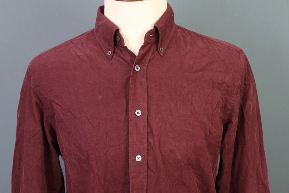 Camisa Canali Borgoña Pana Manga Larga Abotonada Talla XL Foto 2 de 4