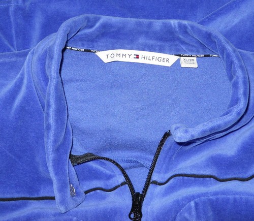 Vintage Blue Tommy Hilfiger Velour Track Jogging Jacket Size XL- Logo Sleeve*90s - Picture 5 of 5