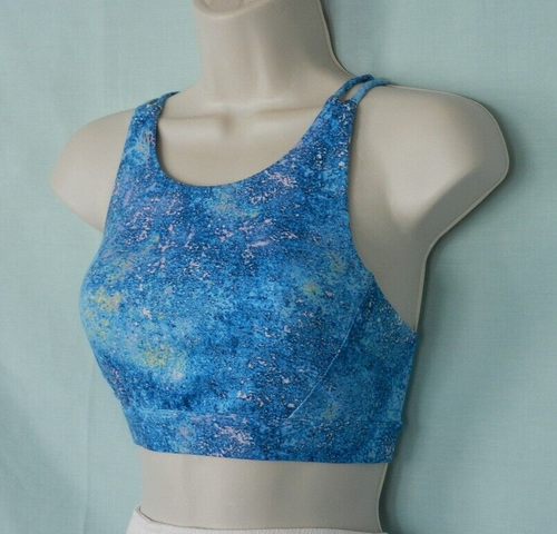 All In Motion Girls Blue Splatter Print High Neck Strappy Activewear Bra XL14-16 - Picture 5 of 8