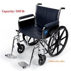 Bariatric Excel Extra-Wide Wheelchair 20" Seat Full-Length Arms 500 Lb Capacity