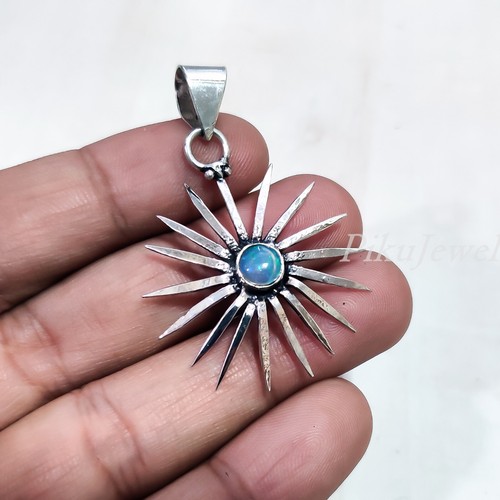 Äthiopischer Feueropal Edelstein 925 Sterling Silber Sonne Anhänger Modeschmuck - Bild 6 von 8