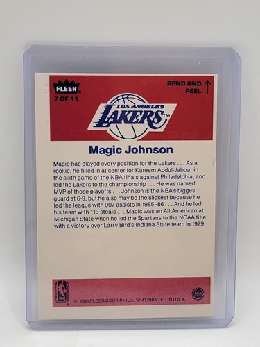Magic Johnson 1986 Fleer 7 of 11 Sticker Lakers HOF - Picture 2 of 2