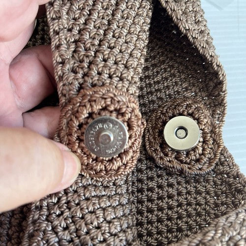 The Sak Crochet Shoulder Bag Beige Unused Press Stud Closure Boho Vintage - Picture 6 of 7