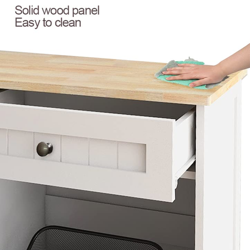 Double Tilt Out Trash Can Cabinet Freestanding Wooden Kitchen Garbage Trash Can - Picture 6 of 7