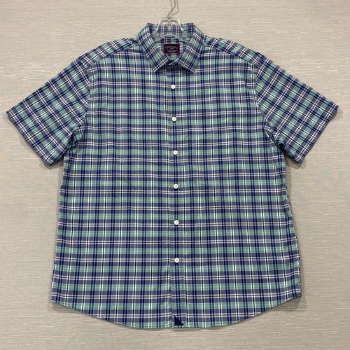 UNTUCKit Nylon Shirt Mens Large Blue Plaid Performance Lightweight Button Up - Picture 4 of 14