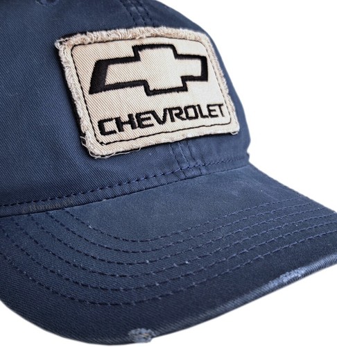 Chevrolet® Frayed Fabric Patch Dark Navy / Khaki Mesh-Back Men's Hunting Cap - Picture 4 of 4