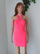 ❤️ Size 6-8 TOPSHOP neo pink sexy club pencil bodycon short dress 1524