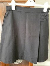 EUC Lands End Kids Girls Black Straight Short Skirt 16 Slim Pocket Side Zipper