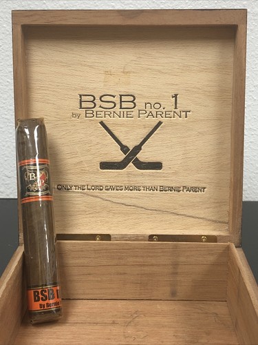 BSB no. 1 Bernie Parent The Crossbar Wooden Cigar Box w/Auto Philadelphia Flyers - Picture 10 of 12