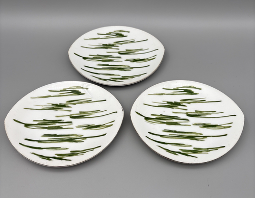 NARUMI FINE CHINA Grün Abstrakt 6,5" Oval Teller Gebogen 3er Set Dessert