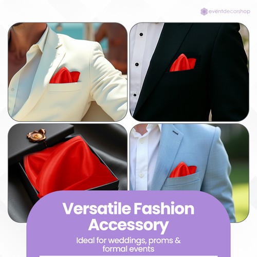 Men's Solid Plain Satin Wedding Suit Pocket Square Handkerchief - Multicolour - Picture 168 of 324
