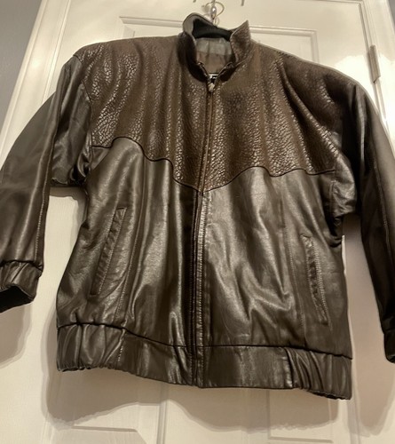 Vintage Comint Genuine Leather Animal Print Brown 80s Jacket Womens Medium - Picture 12 of 16
