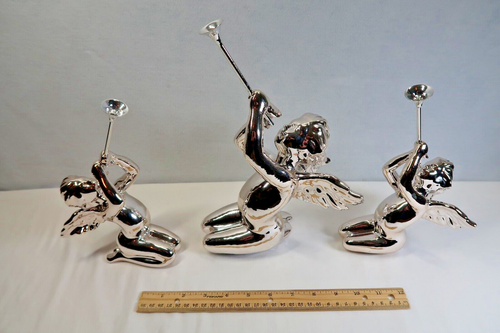 Vintage Dept 56 Cherub Angel Kneeling Blowing Trumpet Horn RETIRED Lot of 3 - Picture 8 of 12