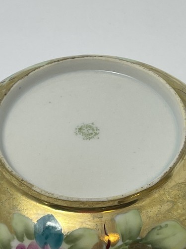 Antique Nippon Medium Hand Painted Vanity Covered Porcelain Dish Floral - Picture 7 of 20