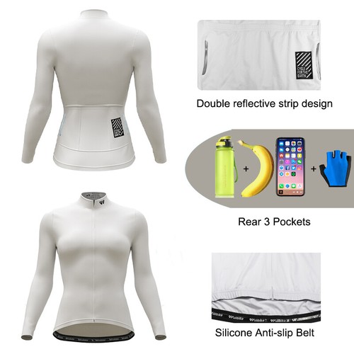 Wulibike Frauen Radfahren Jersey Langarm Full Zip Herbst Radfahren Trikot - Bild 10 von 42