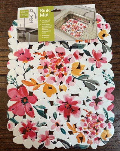 Floral Sink Mat, Colorful Floral Protective Pebble Decorative Kitchen Sink Mat - Picture 3 of 10