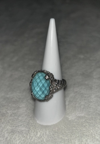 Anillo doblete Judith Ripka de plata esterlina turquesa y circonita talla 7 - Imagen 1 de 10