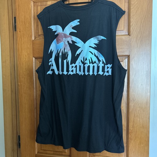 Allsaints schwarzes grafisches Tanktop Herren lockere Passform Größe X-Large - Bild 4 von 4