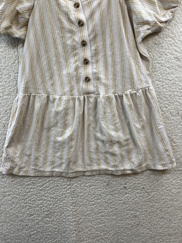 Downeast Women’s Yellow & White Striped Short Sleeve Square Neck Blouse Large - Picture 4 of 11